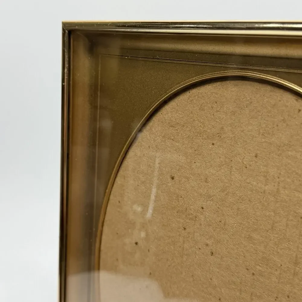 Vintage Brass Oval Shadow Box 8x10 Photo Picture Frame Gold Hollywood MCM 60s
